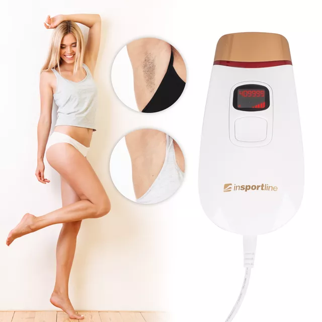 Depilator laserowy IPL inSPORTline Eriva ∙ 5 poziomów ∙ 400 000 błysków ∙ długość fali 510–1100 nm ∙ okulary + tryb automatyczny