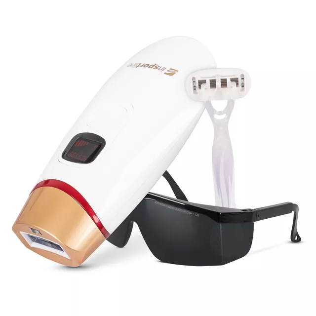 Depilator laserowy IPL inSPORTline Eriva ∙ 5 poziomów ∙ 400 000 błysków ∙ długość fali 510–1100 nm ∙ okulary + tryb automatyczny