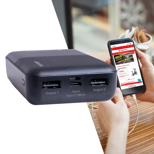 Powerbank inSPORTline PowerTen II 10 000 mAh ∙ przenośny z USB-C ∙ wskaźnik LED ∙ uniwersalne ładowanie ∙ USB 5V/2A