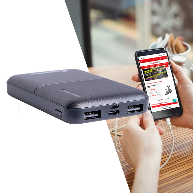 Powerbank inSPORTline PowerFive II slim 5 000 mAh ∙ 2x USB-A 5V/2A ∙ szybkie ładowanie ∙ polimerowa bateria ∙ waga 125 g ∙ LED