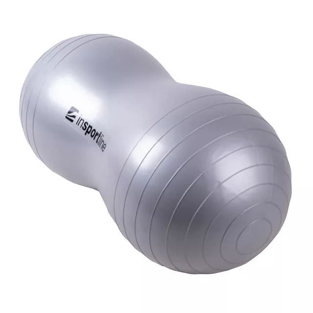 Piłka gimnastyczna / „fasolka” inSPORTline Peanut 50 cm · rehabilitacyjno-treningowa · z pompką · nośność 250 kg - Szary