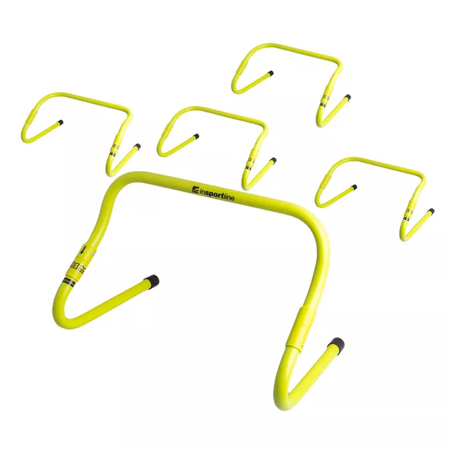 Zestaw 5 płotków HurdSet inSPORTline ∙ regulowane 20-30 cm ∙ mechanizm obrotowy ∙ lekki 0,4 kg/szt ∙ do indoor/outdoor