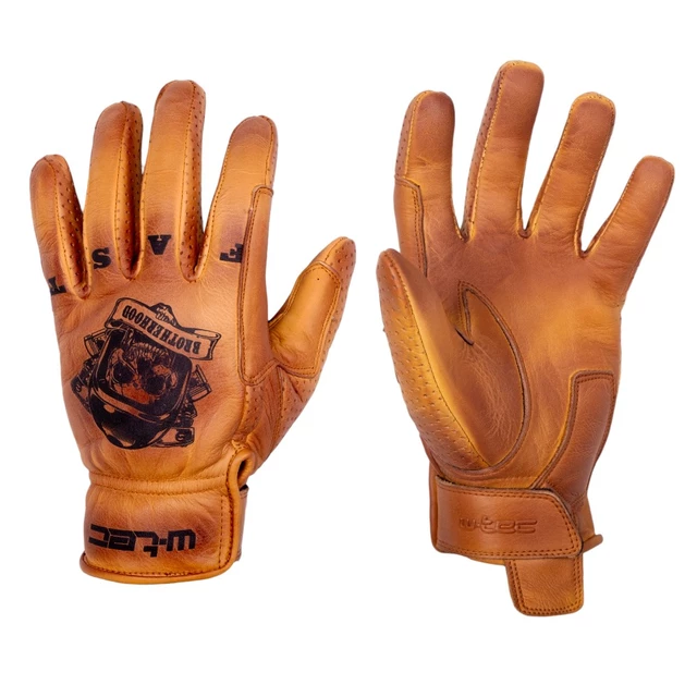 Letnie skórzane rękawice motocyklowe W-TEC Gatorrano - Brązowy