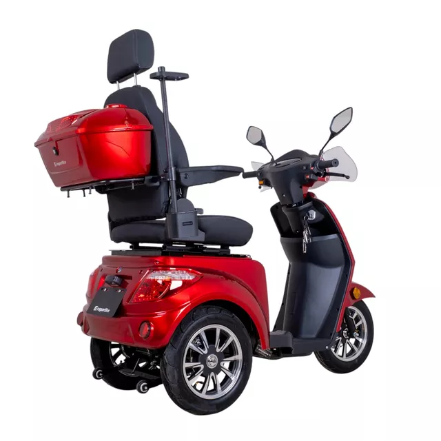 Trójkołowy wózek elektryczny inSPORTline Zorica Deluxe ∙ hamulec elektromagnetyczny ∙ 3 tryby prędkości ∙ zasięg 45 km - Bordowy