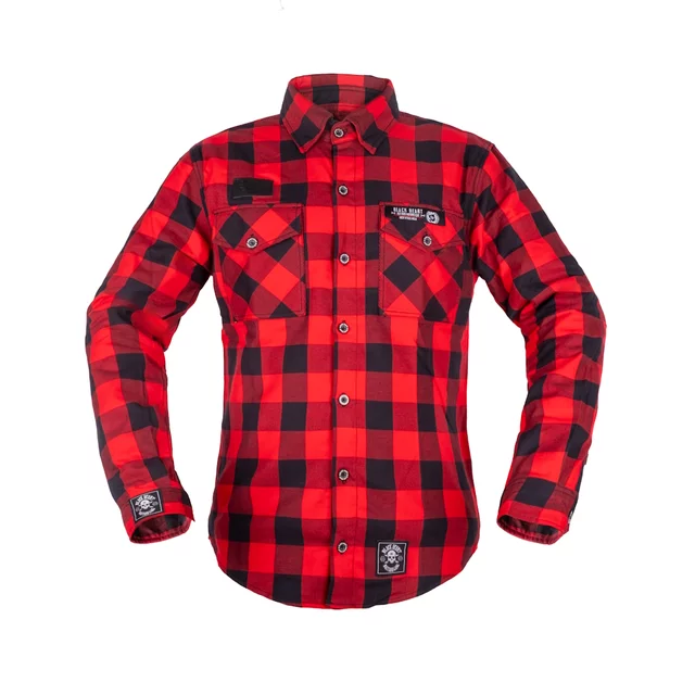 Koszula flanelowa męska motocyklowa W-TEC Black Heart Respector II - Czerwono-czarny - Czerwono-czarny