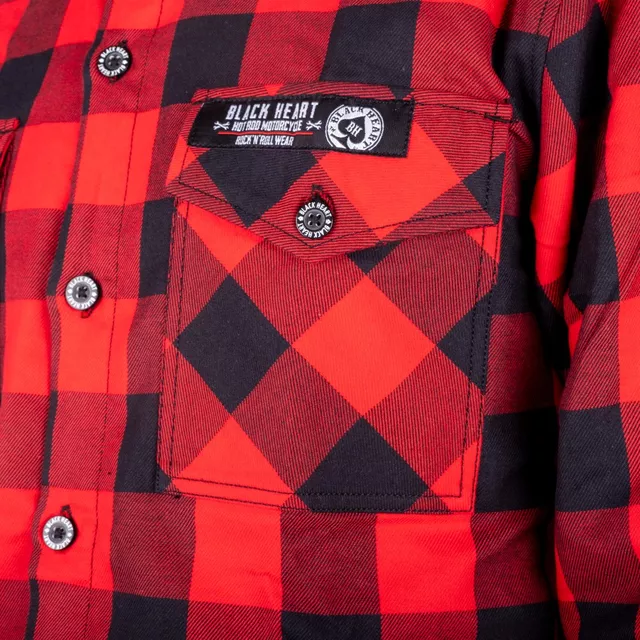 Koszula flanelowa męska motocyklowa W-TEC Black Heart Respector II - Czerwono-czarny