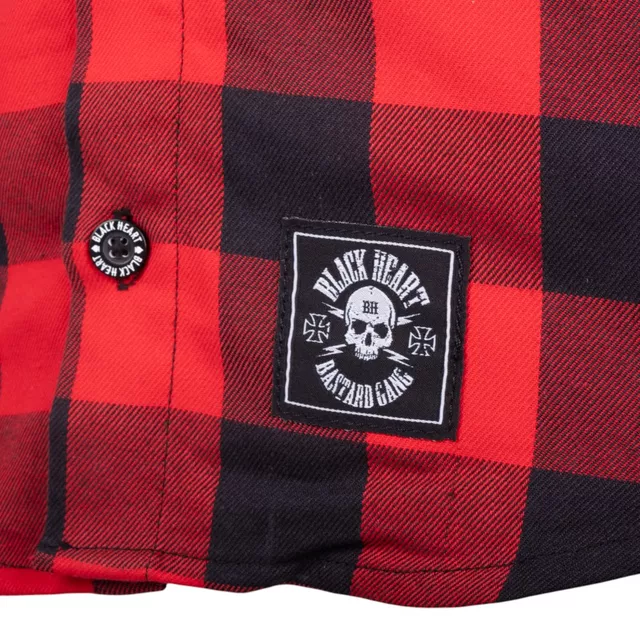 Koszula flanelowa męska motocyklowa W-TEC Black Heart Respector II - Czerwono-czarny
