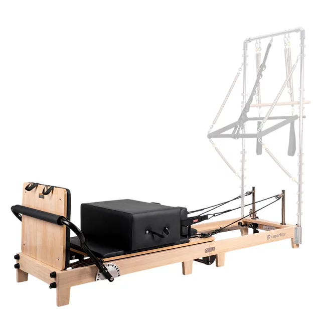 Reformer do pilatesu inSPORTline Driftaler ∙ nośność 120 kg ∙ rama dębowa ∙ składana ∙ z boxem w zestawie