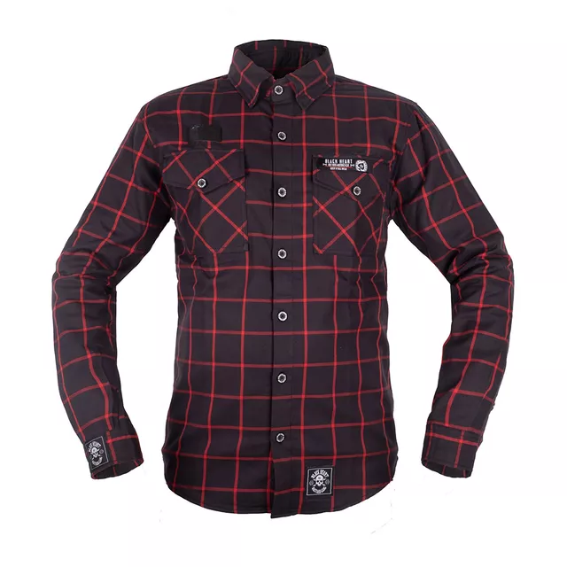 Koszula flanelowa męska motocyklowa W-TEC Black Heart Respector II - Czerwono-czarny - czarny z czerwonym paskiem