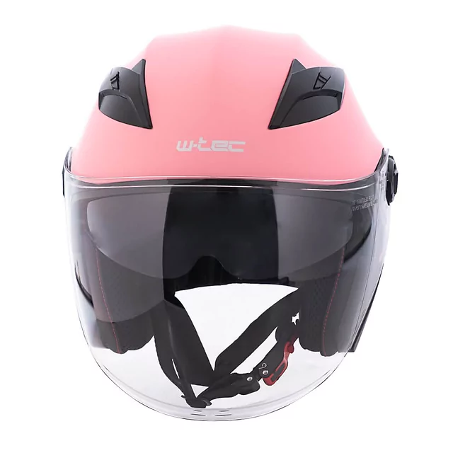 Kask motocyklowy otwarty W-TEC Barcela Carmesi ∙ blenda przeciwsłoneczna ∙ regulowana wentylacja ∙ homologacja - Czerwony