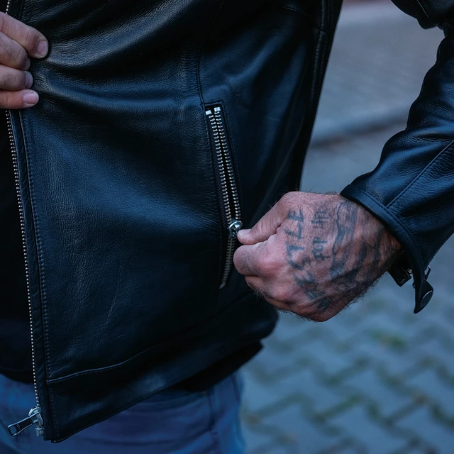 Skórzana kurtka motocyklowa W-TEC Elcabron - Czarny