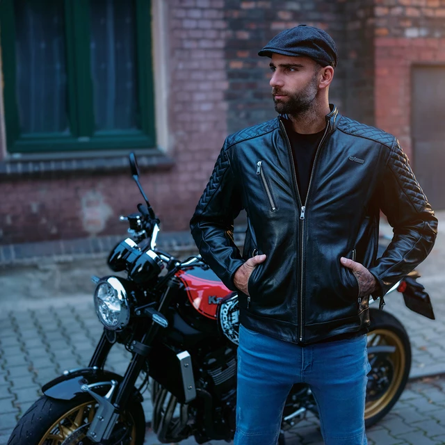 Skórzana kurtka motocyklowa W-TEC Elcabron - Czarny