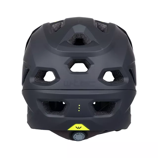 Kask downhillowy full face W-TEC Calheto ∙ odpinany regulowany daszek ∙ wentylacja 16 otworów ∙ wyjmowana wyściółka - Black Neon