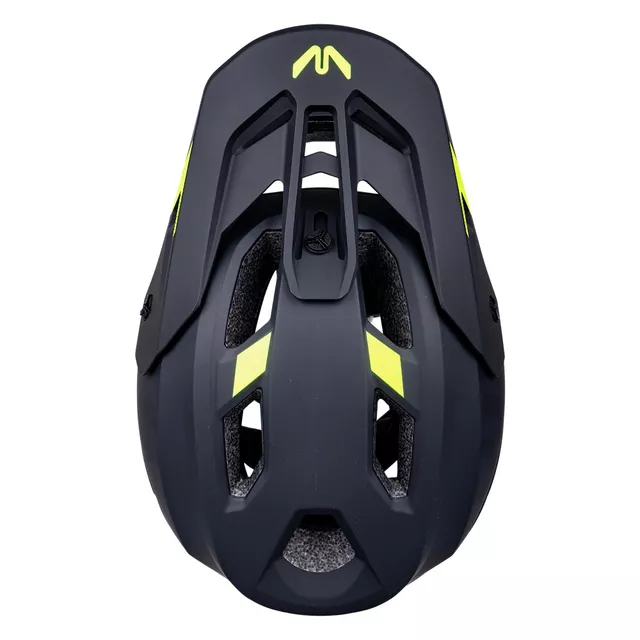 Kask downhillowy full face W-TEC Calheto ∙ odpinany regulowany daszek ∙ wentylacja 16 otworów ∙ wyjmowana wyściółka - Black Neon