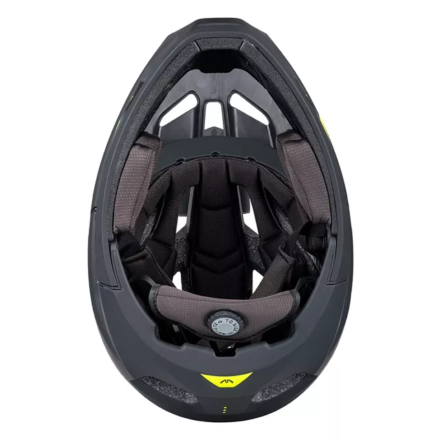 Kask downhillowy full face W-TEC Calheto ∙ odpinany regulowany daszek ∙ wentylacja 16 otworów ∙ wyjmowana wyściółka - Black Neon