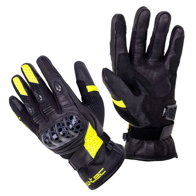 Skórzane rękawice motocyklowe W-TEC Kudavo - Czarny-fluo