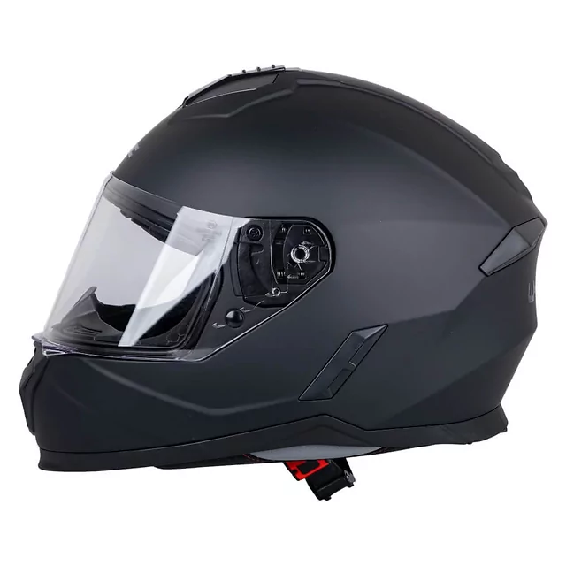 Kask integralny dziecięcy W-TEC Basmeck ∙ homologacja ∙ ABS ∙ zamykana wentylacja ∙ wyjmowana wyściółka ∙ zapięcie mikrometryczne - błyszczący biały