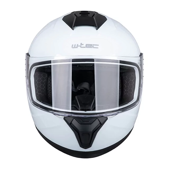 Kask integralny dziecięcy W-TEC Basmeck ∙ homologacja ∙ ABS ∙ zamykana wentylacja ∙ wyjmowana wyściółka ∙ zapięcie mikrometryczne - błyszczący biały
