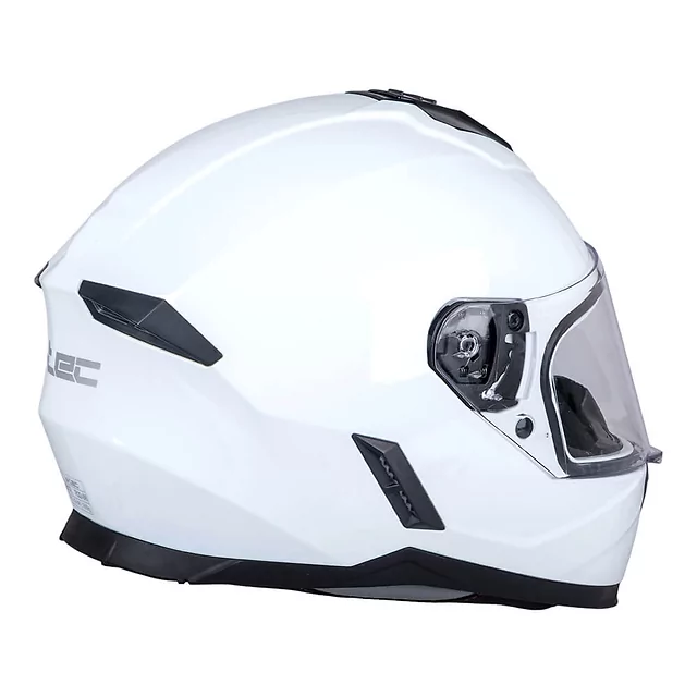 Kask integralny dziecięcy W-TEC Basmeck ∙ homologacja ∙ ABS ∙ zamykana wentylacja ∙ wyjmowana wyściółka ∙ zapięcie mikrometryczne - błyszczący biały