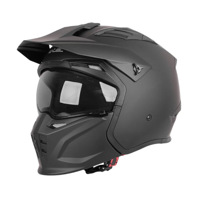 Kask motocyklowy modułowy W-TEC Badalone ∙ 3w1 ∙ zdejmowany daszek ∙ osłona przeciwsłoneczna ∙ kompatybilny z interkomem - Czarny matowy