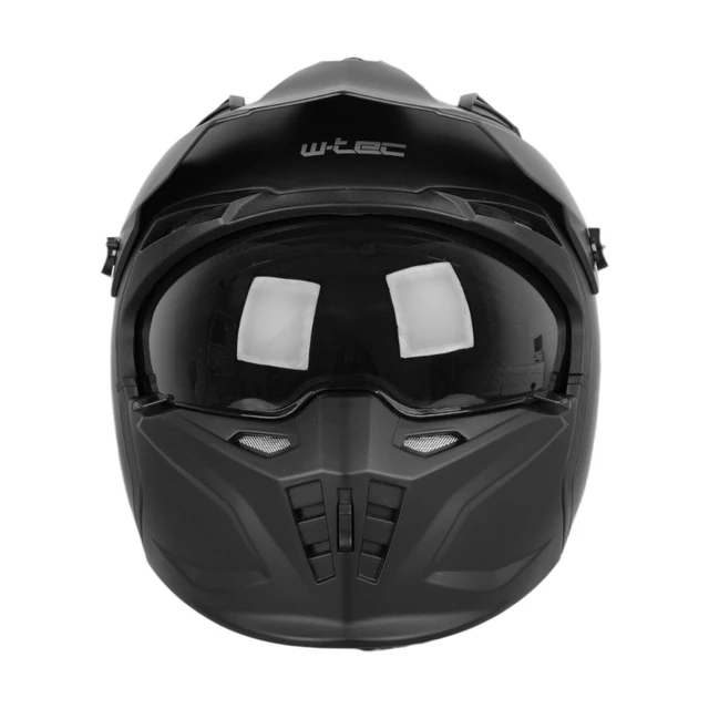 Kask motocyklowy modułowy W-TEC Badalone ∙ 3w1 ∙ zdejmowany daszek ∙ osłona przeciwsłoneczna ∙ kompatybilny z interkomem - Czarny matowy