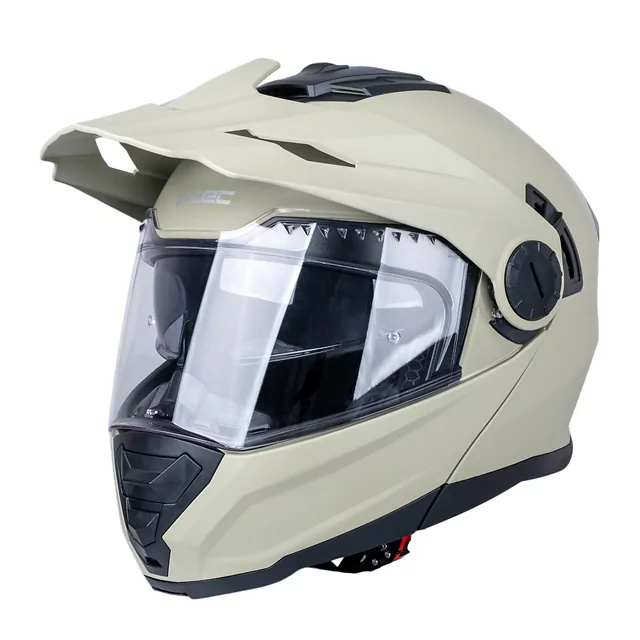 Kask motocyklowy enduro Flip-Up W-TEC Biscaia P/J - Czarny błyszczący - beżowy matowy