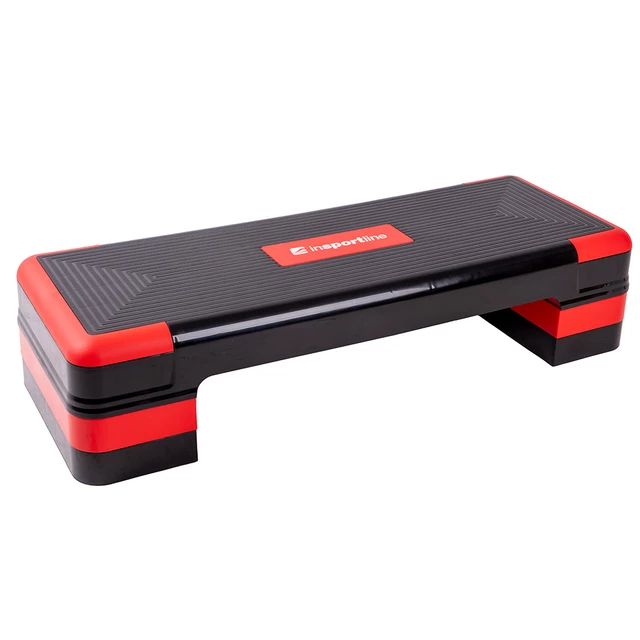 Step fitness / aerobik inSPORTline AS250 ∙ 3 poziomy wysokości ∙ antypoślizgowy ∙ stabilne nóżki ∙ lekki 4,2 kg - Czarno-czerwony