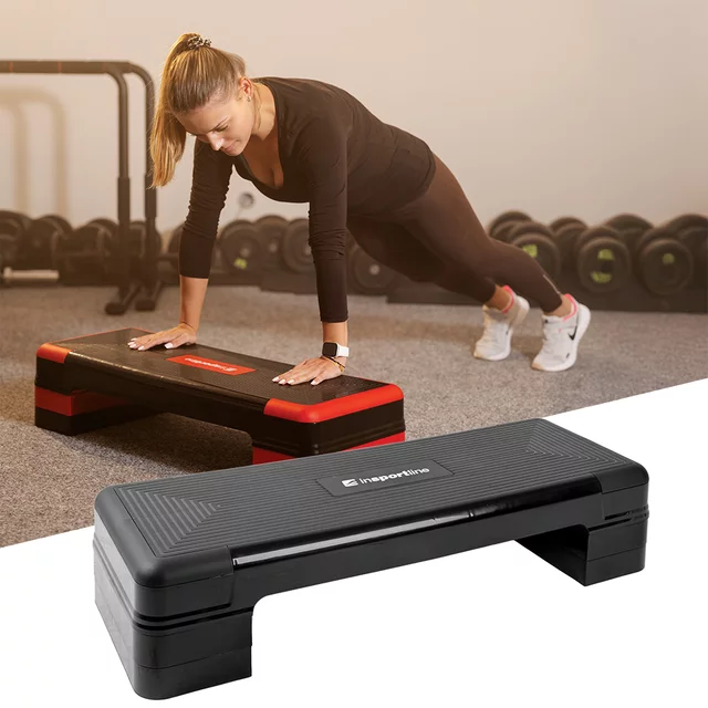 Step fitness / aerobik inSPORTline AS250 ∙ 3 poziomy wysokości ∙ antypoślizgowy ∙ stabilne nóżki ∙ lekki 4,2 kg - Czarno-czerwony - Czarny