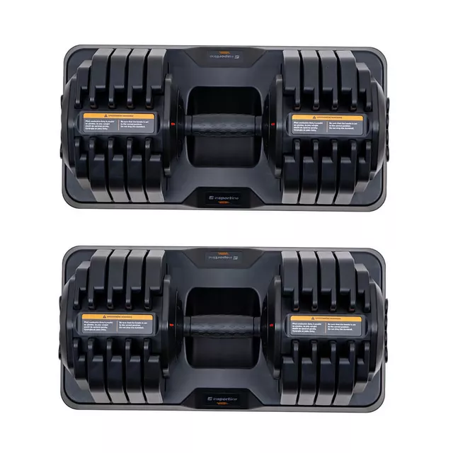 Zestaw hantli regulowanych inSPORTline DuraBell® ∙ 2x5-41 kg ∙ błyskawiczna zmiana wagi ∙ ergonomiczny uchwyt ∙ stabilny stojak