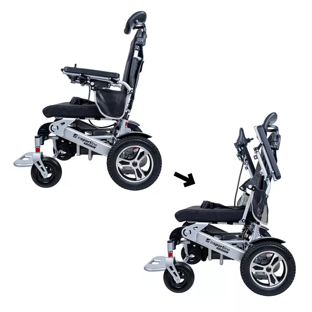 Elektryczny wózek inwalidzki inSPORTline Hawkie Evo II ∙ 700 W ∙ regulowane oparcie ∙ 130 kg - Srebrny