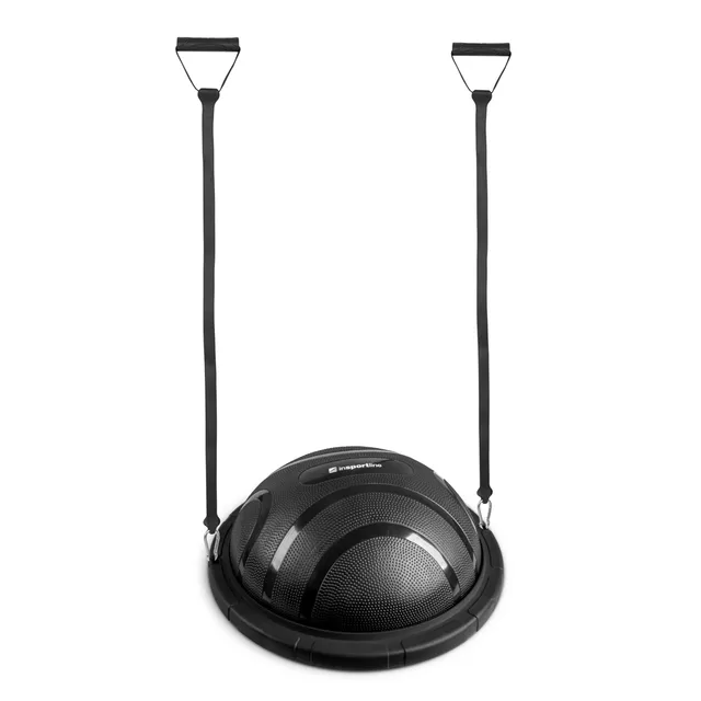 Podkładka balansująca / trener równowagi inSPORTline Dome Edge ∙ Ø 60 cm ∙ taśmy 100 cm / 4,6 kg ∙ do 150 kg - mus czarno-mokka - Czarny