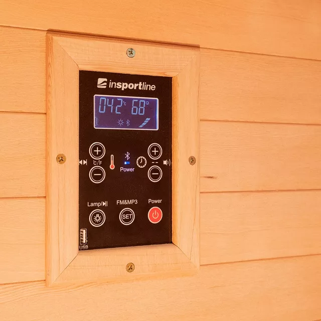 Sauna na podczerwień inSPORTline Mettsa 100 ∙ 4 promienniki ceramiczne ∙ chromoterapia 7 kolorów ∙ Bluetooth ∙ jonizator