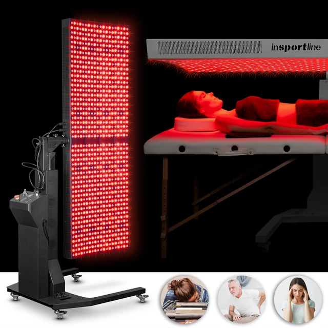 Panel LED do terapii światłem inSPORTline Supetar ∙ 300 diod RED + NIR ∙ timer i pilot ∙ montaż ścienny/stojak - Czarny