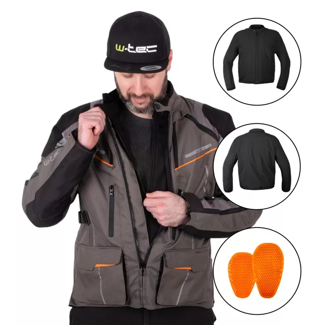 Turystyczna kurtka motocyklowa W-TEC Smackton - czarno-szaro-pomarańczowy