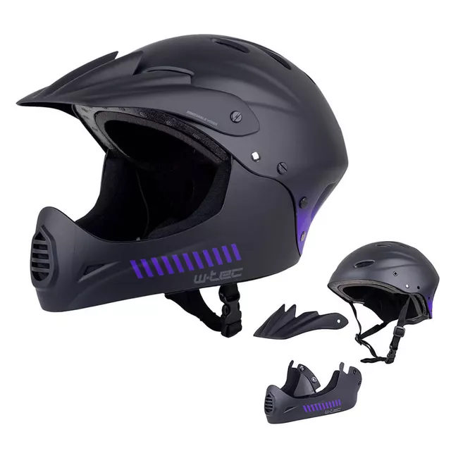 Kask Downhill W-TEC Campanero Noir ∙ full face ∙ wytrzymały ∙ bezpieczny ∙ komfortowa wyściółka ∙ system wentylacji