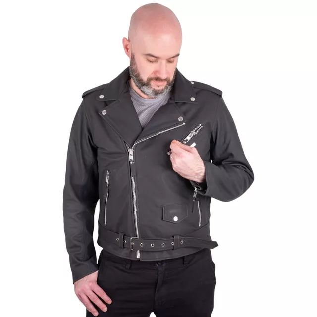 Męska skórzana kurtka motocyklowa W-TEC Brineo - OUTLET - Czarny matowy