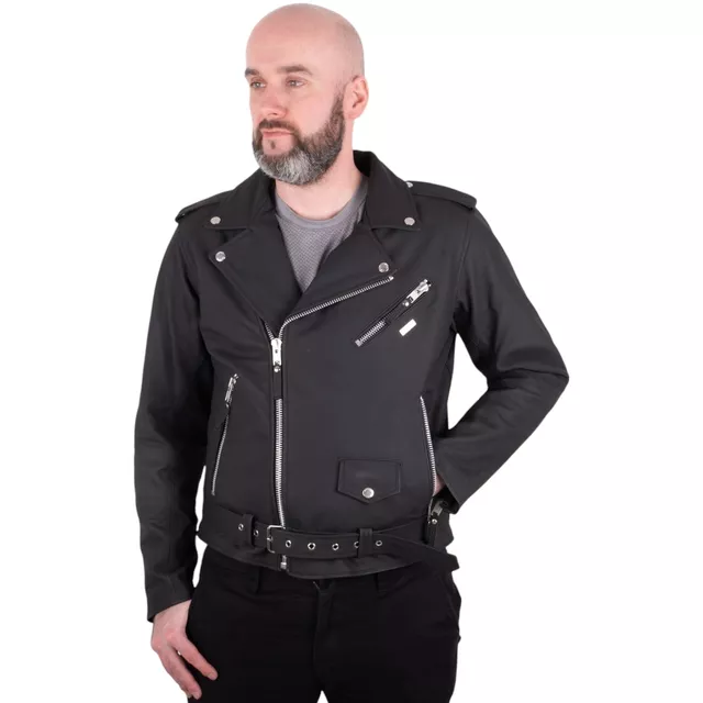 Męska skórzana kurtka motocyklowa W-TEC Brineo - OUTLET - Czarny matowy