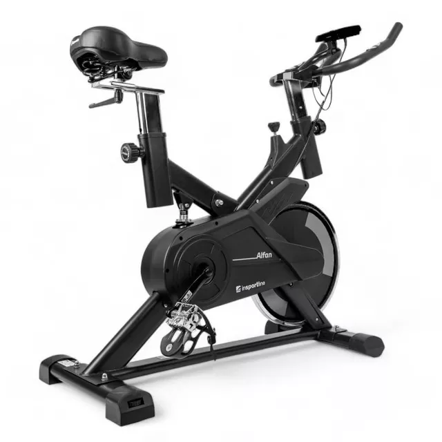 Rower treningowy spinningowy inSPORTline Alfan ∙ czarny ∙ opór manualny ∙ czujniki tętna ∙ uchwyt na tablet ∙ wyświetlacz LCD - Czarny