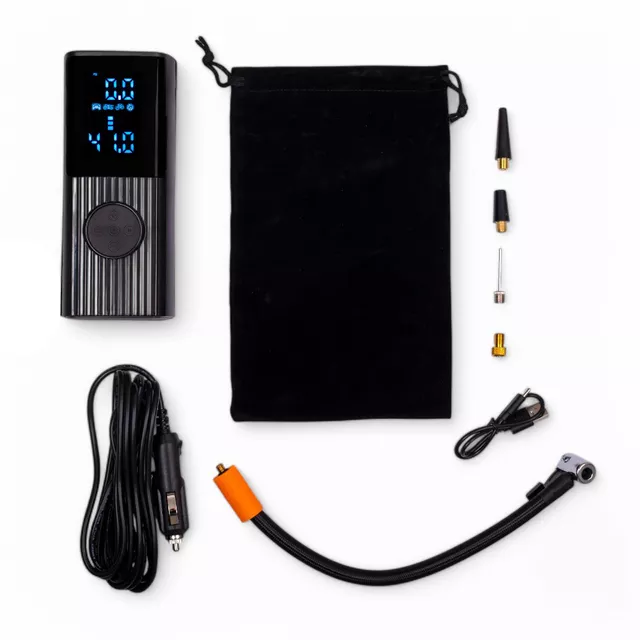 Pompka elektryczna akumulatorowa z powerbankiem 2w1 inSPORTline Dukefira ∙ kompresor ∙ max 150 PSI  ∙ światło LED ∙ 4 tryby ∙ 6000 mAh