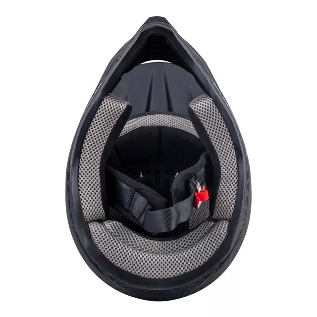 Kask downhillowy W-TEC Richpike ∙ full face ∙ 14 otworów wentylacyjnych ∙ regulowany daszek ∙ skorupa ABS ∙ lekki ∙ podwójne zapięcie - Różowa etykieta na czarnym