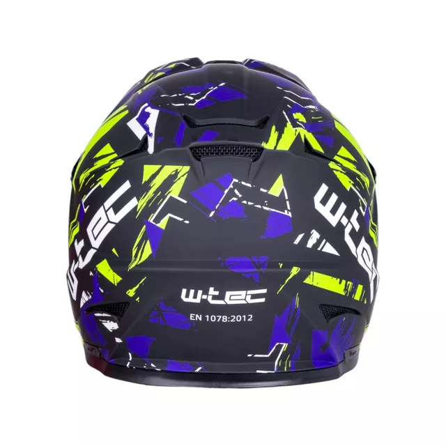 Kask downhillowy W-TEC Richpike ∙ full face ∙ 14 otworów wentylacyjnych ∙ regulowany daszek ∙ skorupa ABS ∙ lekki ∙ podwójne zapięcie - Różowa etykieta na czarnym