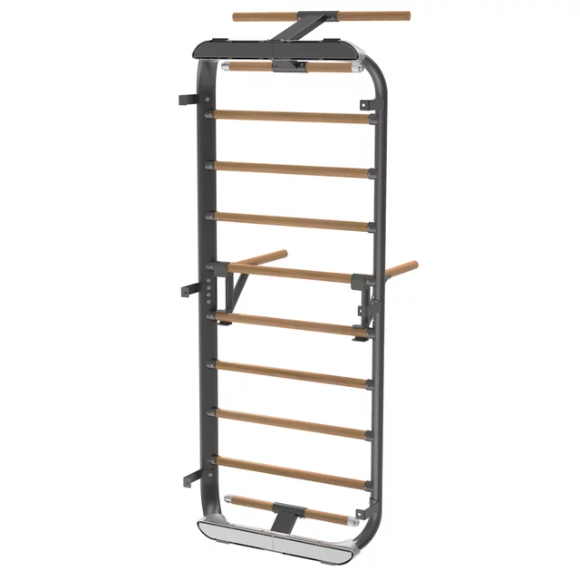 Wielofunkcyjna drabinka gimnastyczna inSPORTline Wootkit 220×86 cm ∙ 8 szczebli ∙ nośność 150 kg ∙ stal/drewno bukowe ∙ drążek ∙ akcesoria