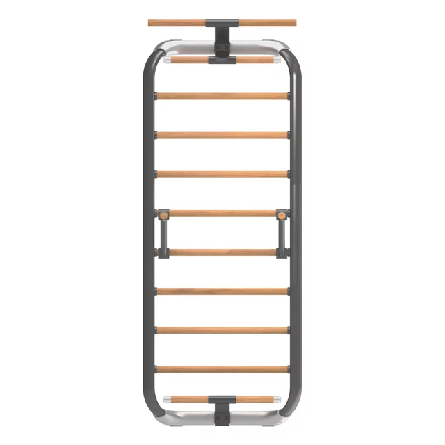 Wielofunkcyjna drabinka gimnastyczna inSPORTline Wootkit 220×86 cm ∙ 8 szczebli ∙ nośność 150 kg ∙ stal/drewno bukowe ∙ drążek ∙ akcesoria