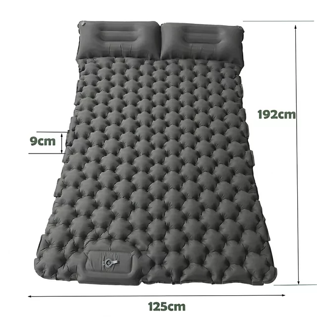 Pompowany materac campingowy inSPORTline Faustea ∙ 2-osobowy ∙ pompka zintegrowana ∙ nośność 200 kg - Szary