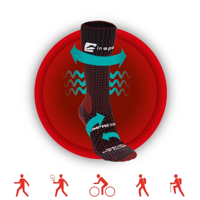 Skarpety kompresyjne inSPORTline Compagio AG+ ∙ unisex ∙ antybakteryjne ∙ Siltex AG+ ∙ odprowadzanie potu ∙ elastyczne