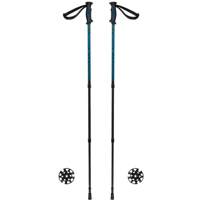 Kijki trekkingowe Ferrino GTA ∙ lekkie aluminiowe ∙ teleskopowe 60-135 cm ∙ 620 g (para) ∙ system blokady śrubowej ∙ talerzyki śnieżne - Niebieski - Niebieski