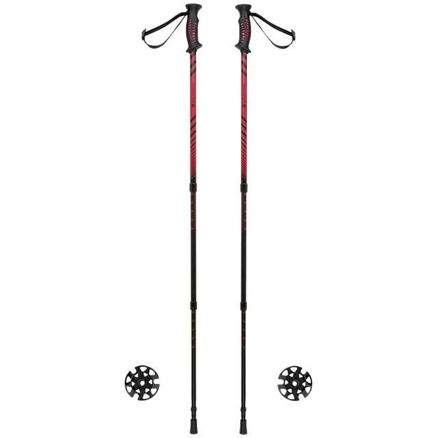 Kijki trekkingowe Ferrino GTA ∙ lekkie aluminiowe ∙ teleskopowe 60-135 cm ∙ 620 g (para) ∙ system blokady śrubowej ∙ talerzyki śnieżne - Niebieski - Czerwony