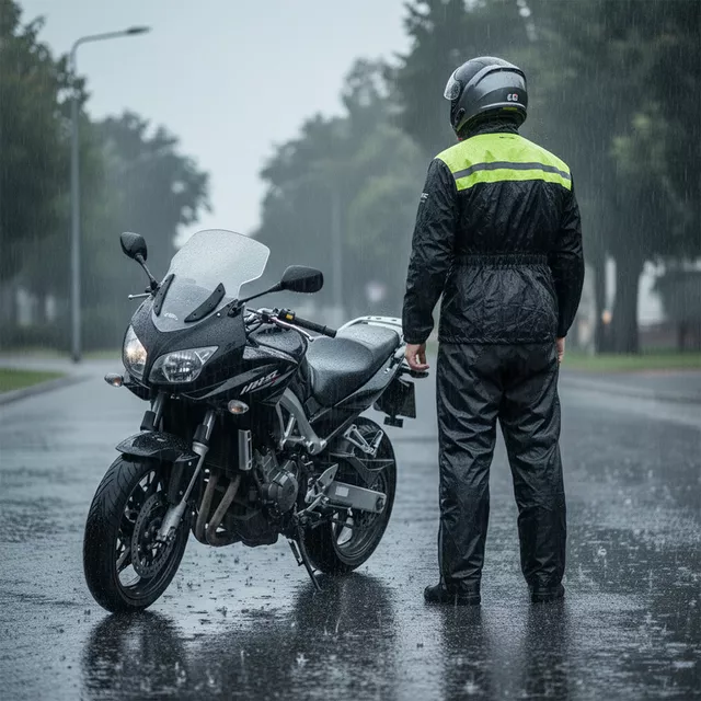 Płaszcz przeciwdeszczowy motocyklowy W-TEC Nowet ∙ lekki ∙ elementy odblaskowe ∙ regulowane mankiety ∙ siateczkowa podszewka ∙ chowany kaptur - Czarny-fluo