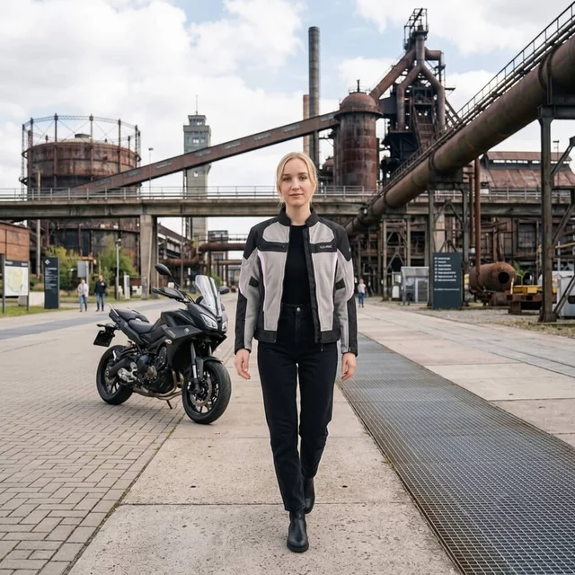 Letnia damska kurtka motocyklowa W-TEC Mirelia ∙ system AirVent ∙ protektory CE ∙ odpinana membrana ∙ elementy odblaskowe Visionight - czarno-szary-fluo