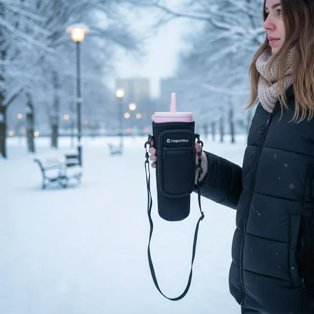 Przenośna torba etui na kubek termiczny 1200 ml neopren ∙ 2 kieszenie na zamek ∙ regulowany pasek na ramię
